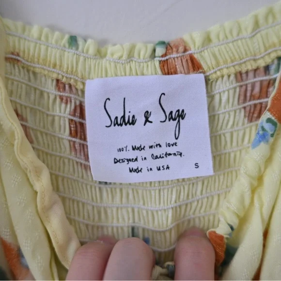 Butter Yellow Romper Size XS Sadie & Sage Orange Blossom Fruit Cottagecore NWOT - Picture 4 of 16